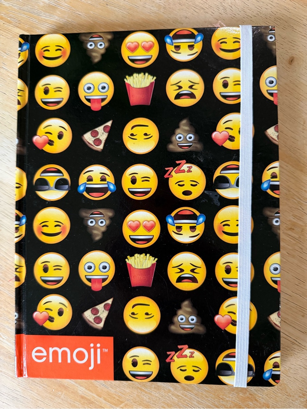 Emoji Pattern Hard Cover Journal - Black with Multicolor Emojis
